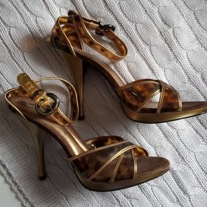 Carlos Santana Gold and Brown Heels